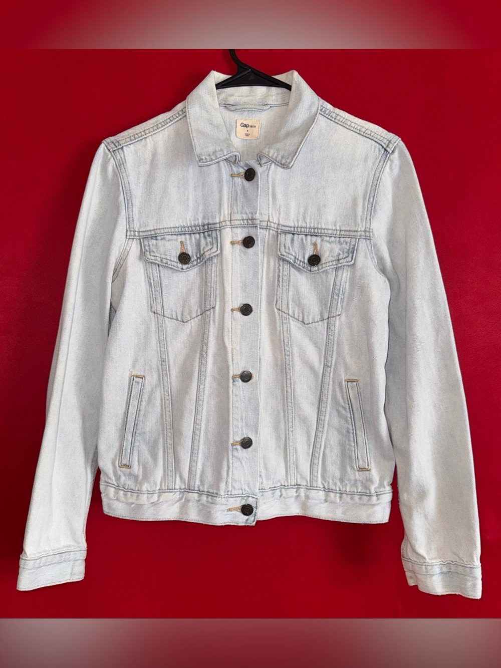 #441- “Vintage” GAP 1969 Faded,Very Well Loved Buttonup Denim Crop Jacket Sz.S